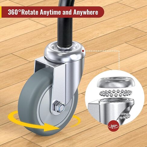 HOLKIE Stem Caster Wheels 3 inch Casters Set of 5, 7/16-Inch Stem Diameter Swivel Castor Heavy Duty TPR Rubber Replacement Castors for Trash Can Dolly, Work Stool in Kuwait