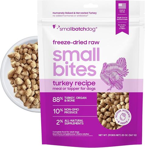 smallbatch Freeze-Dried Beef Dog Food – Grain Free, Organic Produce – Raw Dehydrated Beef Small Bites, High Protein Complete Meal or Topper – Humanely Raised, Made in USA, 7oz in Kuwait