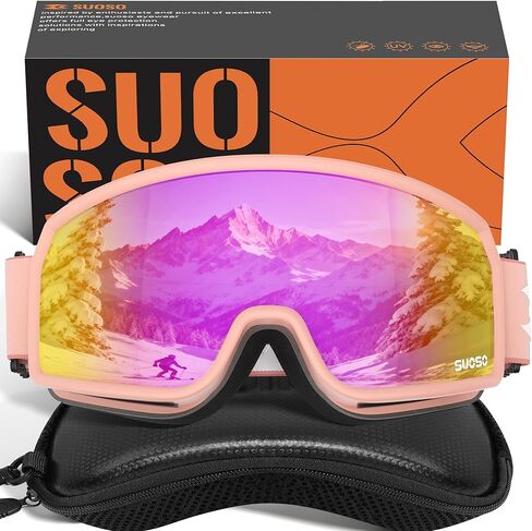 نظارات Suoso OTG للتزلج للرجال والنساء، نظارات حماية من الأشعة فوق البنفسجية 400 مضادة للضباب على الجليد للشباب والبالغين متوافقة مع الخوذة in Kuwait