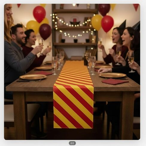 Hahafelt 4 Pcs Wizard Table Runner Red Golden Green Blue Stripes Party Decoration Witch Birthday Dining Room Home Kitchen Island Decor Table Cover Runner Themed Party Supplies in Saudi Arabia