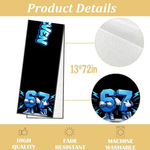 6 7 حفلة عيد ميلاد زينة ستة سبعة الجدول عداء مضحك الإيطالية Brainrot الاطفال 67 ميمي حفلة مدرسة المنزل المطبخ طاولة طعام ديكور in Kuwait