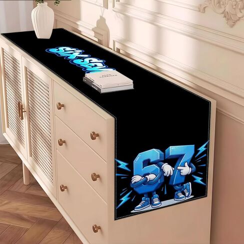 6 7 حفلة عيد ميلاد زينة ستة سبعة الجدول عداء مضحك الإيطالية Brainrot الاطفال 67 ميمي حفلة مدرسة المنزل المطبخ طاولة طعام ديكور in Kuwait