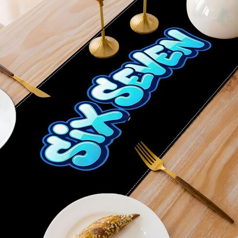 6 7 حفلة عيد ميلاد زينة ستة سبعة الجدول عداء مضحك الإيطالية Brainrot الاطفال 67 ميمي حفلة مدرسة المنزل المطبخ طاولة طعام ديكور in Kuwait