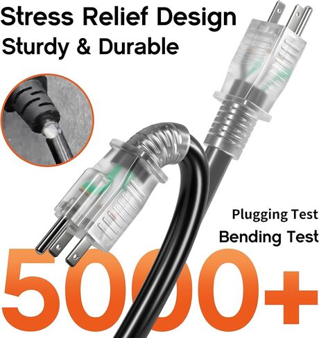 50 ft 16/3 awg 3 Outlet Extension Cord Splitter with Indicator, Waterproof Outdoor Extension Cord with Multiple Outlets, 13A 1625W for Home & Workshop, ETL Listed, Black SJTW in Saudi Arabia