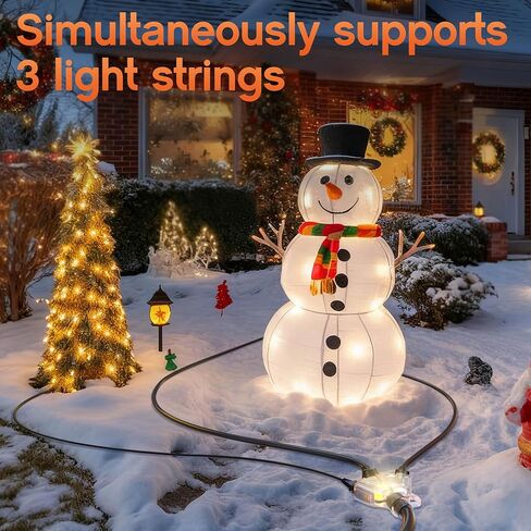 50 ft 16/3 awg 3 Outlet Extension Cord Splitter with Indicator, Waterproof Outdoor Extension Cord with Multiple Outlets, 13A 1625W for Home & Workshop, ETL Listed, Black SJTW in Saudi Arabia