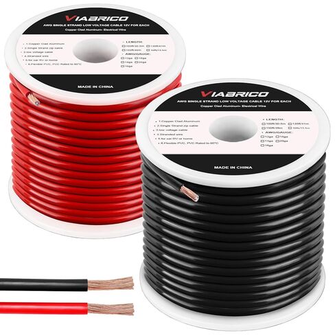 VIABRICO 14 Gauge Wire - 600FT, 100ft Spool, 6 Colors, Copper Clad Aluminium, Low Voltage, Hookup Wire Kit for Breadboard/Automotive/DIY/Battery in Kuwait