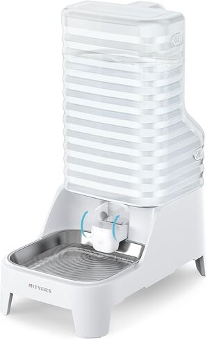 Automatic Dog Water Bowl Dispenser with Patented Faucet - 8L Large Gravity Cat Water Dispenser with Filter & Adjustable Base, Wide Mouth for Easy Clean, BPA-Free, Stainless Steel Pet Waterer for Pets in Saudi Arabia
