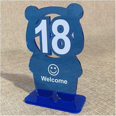 Table numbers, Table Numbers, Bear Shape Acrylic Pack of 10 Or 20, Cm X 16, Multicolor(Blue-Number 1-20) in Saudi Arabia