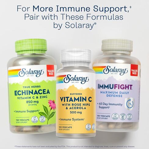 SOLARAY Buffered Vitamin C 500mg - Plus Rose HIPS and Acerola - Immune Support Supplement - Vegan, Lab Verified, 60-Day Guarantee - 100 Servings, 100 VegCaps in Saudi Arabia