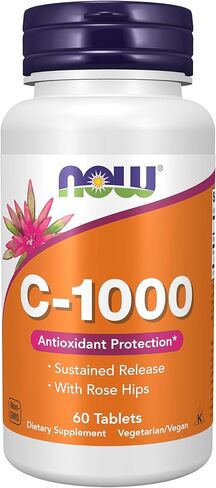 Now Supplements، فيتامين C-1000 مع وردة المسك، إطلاق مستدام، حماية مضادة للأكسدة*، 60 قرصًا in Saudi Arabia