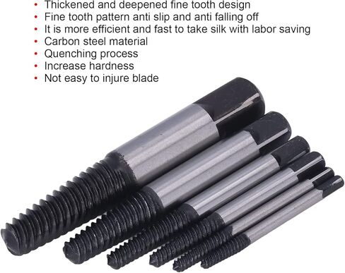 6Pcs Screw Extractor, Efficient Fast Damaged Screw Extractor Set, Carbon Steel Lightweight Portable Screw Removal Tool for Broken Screw in Saudi Arabia