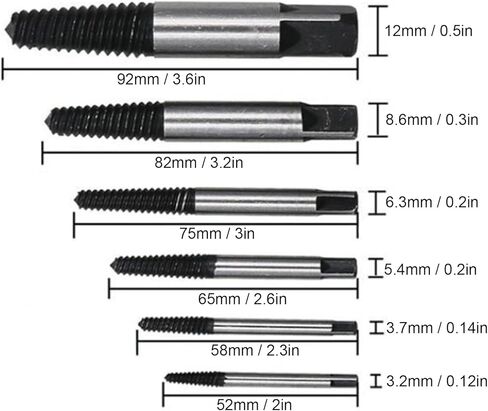 6Pcs Screw Extractor, Efficient Fast Damaged Screw Extractor Set, Carbon Steel Lightweight Portable Screw Removal Tool for Broken Screw in Saudi Arabia