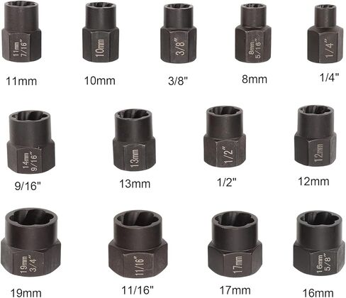 13pcs Stud Nut Remover Set, Professional Molybdenum Steel Bolt Extractor Kit with Storage Box, Damaged Screw Extractor Set, Impact Bolt Nut Remover Set in Saudi Arabia