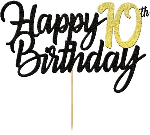 Happy 100th عيد ميلاد كعكة القبعات العالية بريق 100th الذكرى كعكة توبر 100 سنة أحب Bday الزينة 100 الذهب عيد ميلاد كعكة الزينة مائة لوازم الحزب للنساء الرجال (الذهب الأسود) in Kuwait