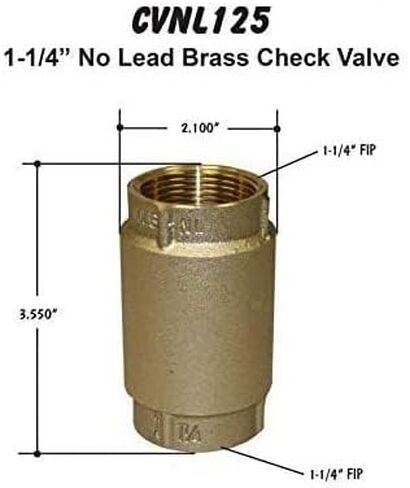 Merrill CVNL125 1-1/4" صمام فحص نحاسي بدون رصاص 700 سلسلة، قفاز بدون دوران، زنبرك مقاوم للصدأ، مضخة مياه عمودية أفقية للري in Saudi Arabia