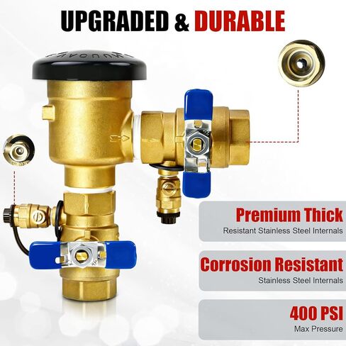 مجموعة قواطع ضغط 1 بوصة 720 أمبير مطورة، صمام منع التدفق الخلفي النحاسي عالي التحمل 400 رطل لكل بوصة لأنظمة الري ورشاشات العشب وخطوط المياه الخارجية، يمنع التدفق الخلفي in Kuwait