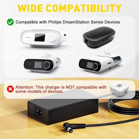 شاحن محول تيار متردد بقدرة 80 وات متوافق مع سلك طاقة إمداد الطاقة لمعدات سلسلة DreamStation من Philips in Kuwait