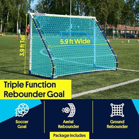Open Goaaal 3-in-1 Soccer Rebounder Goal - 4 ft x 6 ft - Adjustable Angle Modes for Shooting Drills - Ground-Pass Setup for Passing Practice - High-Angle Rebound Net for Ball Control in Saudi Arabia