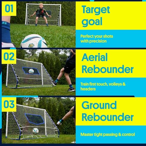 Open Goaaal 3-in-1 Soccer Rebounder Goal - 4 ft x 6 ft - Adjustable Angle Modes for Shooting Drills - Ground-Pass Setup for Passing Practice - High-Angle Rebound Net for Ball Control in Saudi Arabia