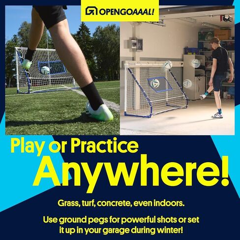 Open Goaaal 3-in-1 Soccer Rebounder Goal - 4 ft x 6 ft - Adjustable Angle Modes for Shooting Drills - Ground-Pass Setup for Passing Practice - High-Angle Rebound Net for Ball Control in Saudi Arabia