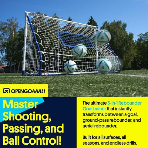 Open Goaaal 3-in-1 Soccer Rebounder Goal - 4 ft x 6 ft - Adjustable Angle Modes for Shooting Drills - Ground-Pass Setup for Passing Practice - High-Angle Rebound Net for Ball Control in Saudi Arabia