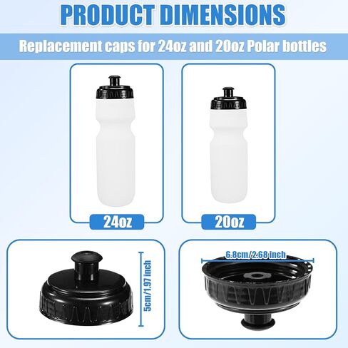 Replacement Cap for Polar, BPA-Free Plastic Water Bottle Lid Spout Leak-Proof Suqeeze Bottle Cap Accessories Compatible with Polar 20 & 24oz (Black) in Saudi Arabia