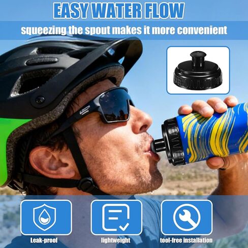 Replacement Cap for Polar, BPA-Free Plastic Water Bottle Lid Spout Leak-Proof Suqeeze Bottle Cap Accessories Compatible with Polar 20 & 24oz (Black) in Saudi Arabia