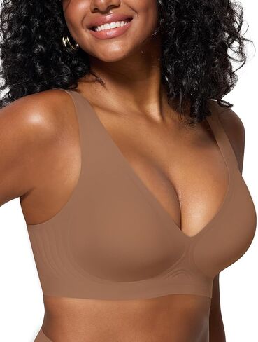 Bras for Women Deep V Seamless Wireless Support Lift No Underwire Plunge Bralettes Full Coverage Push Up Bra in Kuwait