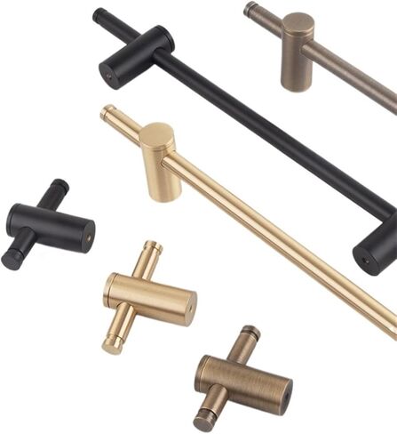 الصلبة النحاس مقبض طويل العتيقة خزانة درج سحب قابل للتعديل منشفة الحمام رف 1 قطعة (Length-140mm-BLK) in Saudi Arabia