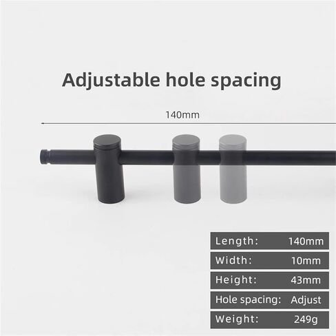 الصلبة النحاس مقبض طويل العتيقة خزانة درج سحب قابل للتعديل منشفة الحمام رف 1 قطعة (Length-140mm-BLK) in Saudi Arabia