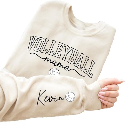 Personalized Volleyball Mama Sweatshirt, Custom Name on Sleeve Volleyball Mom Hoodie in Saudi Arabia