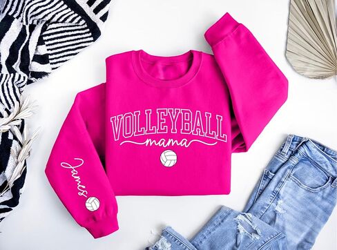 Personalized Volleyball Mama Sweatshirt, Custom Name on Sleeve Volleyball Mom Hoodie in Saudi Arabia