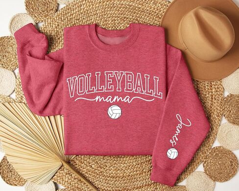 Personalized Volleyball Mama Sweatshirt, Custom Name on Sleeve Volleyball Mom Hoodie in Saudi Arabia