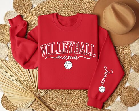 Personalized Volleyball Mama Sweatshirt, Custom Name on Sleeve Volleyball Mom Hoodie in Saudi Arabia
