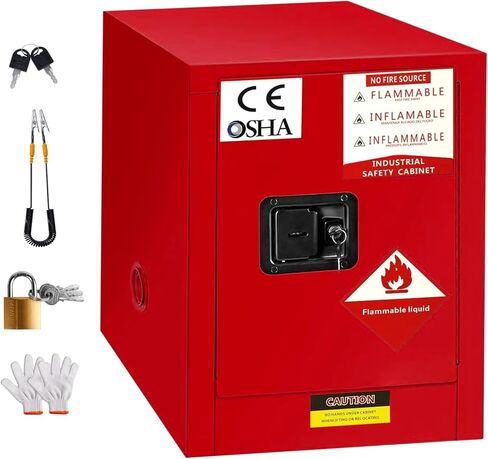 40 Gallon Flammable Storage Cabinet 25'' x 35'' x 20'' Fire Cabinets, Alloy Steel Flammable Liquid Storage Cabinet with ESD Grounding Cable and Adjustable Shelf for Industrial Garage Home Safety Use in Saudi Arabia