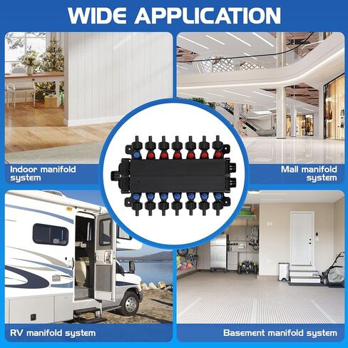 50143 Pex Manifold متوافق مع Viega Manabloc، Homerun Distribution Pex Manifold مع صمامات، 1/2 بوصة صفر رصاص بولي سبيكة PEX تجعيد مع 14 محول منفذ (8 بارد، 6 ساخن) in Kuwait