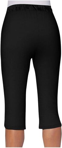 Capris for Women with Pockets Plus Size Casual Drawstring Elastic Waist Workout Yoga Pants Lightweight Lounge Trouser in Saudi Arabia