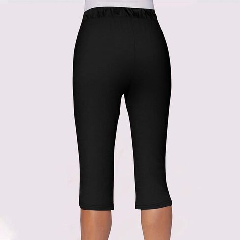 Capris for Women with Pockets Plus Size Casual Drawstring Elastic Waist Workout Yoga Pants Lightweight Lounge Trouser in Saudi Arabia