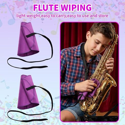 4 Pcs Clarinet Cleaning Cloth, Silk Clarinet Cleaning Swab with Strap, Pratical Clarinet Cleaning Kit for Inside Tube, Suitable Piccolo Flute Sax Saxophone (Purple) in Saudi Arabia