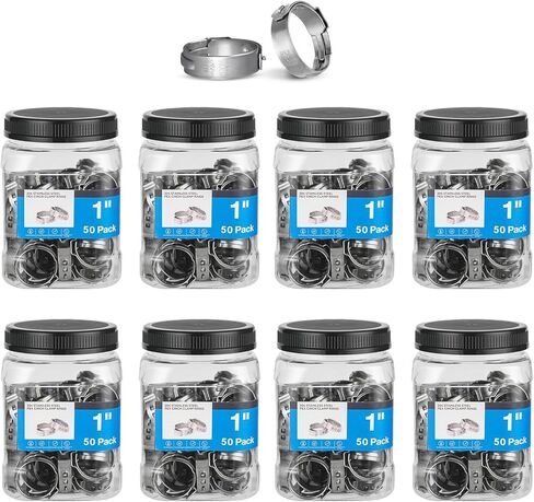 حزمة من 100 حلقة مشبك PEX مقاس 1/2 بوصة من Foskan، 304 مشابك خرطوم من الفولاذ المقاوم للصدأ لأنابيب PEX، متوافقة مع الأدوات (CLAMP016) in Kuwait