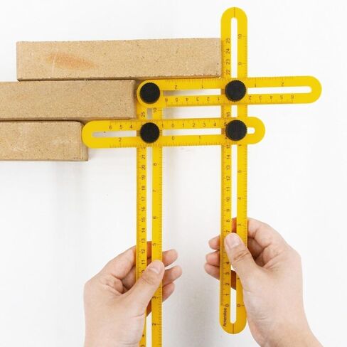 Universal Angle Template Tool, 12-Inch Multi Angle Ruler in Durable Yellow Plastic for Woodworking and DIY in Saudi Arabia