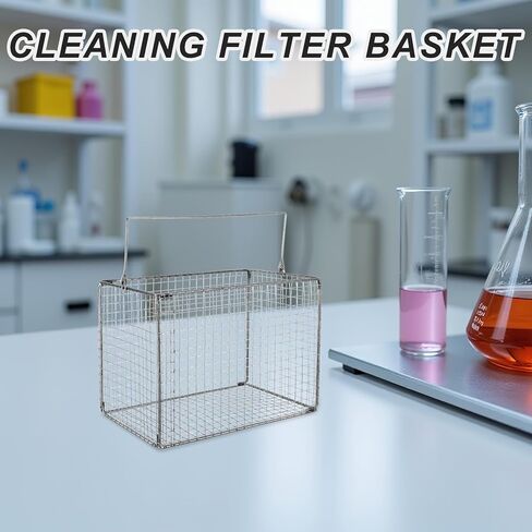 Dip and Drain Basket, Stainless Steel Ultrasonic Washing Basket, Mesh Cleaner Accessory for Laboratory Industrial Parts Eyeglass and Cosmetic Cleaning in Kuwait