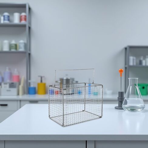 Dip and Drain Basket, Stainless Steel Ultrasonic Washing Basket, Mesh Cleaner Accessory for Laboratory Industrial Parts Eyeglass and Cosmetic Cleaning in Kuwait
