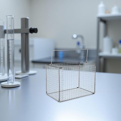 Dip and Drain Basket, Stainless Steel Ultrasonic Washing Basket, Mesh Cleaner Accessory for Laboratory Industrial Parts Eyeglass and Cosmetic Cleaning in Kuwait