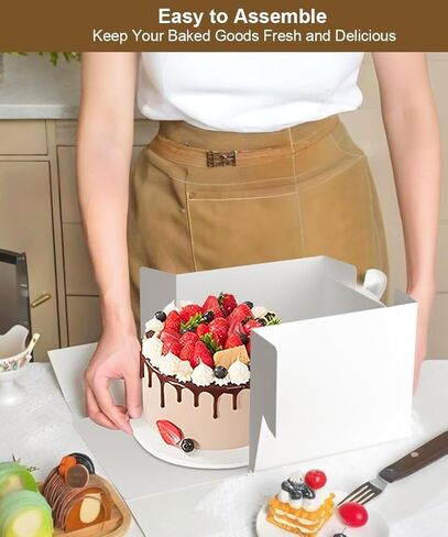 2 Pack 10x10x8 Inch Cake Boxes with Window & Board – For Home Bakers, Birthday Cakes, School Events & Party Gifting | White Disposable Cake Packaging for 10 Inch Cakes in Saudi Arabia