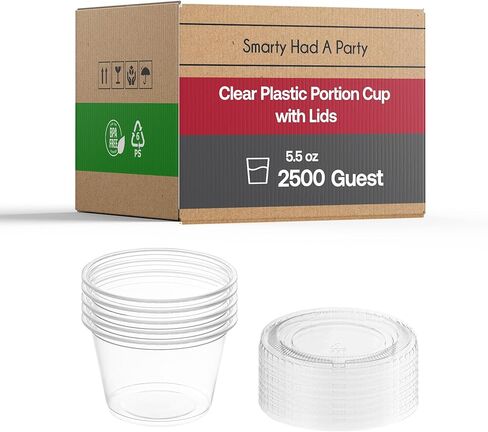 أكواب Smarty Had A Party Portion & Souffle، 5.5 أونصة، 2500 كوب بهار من البلاستيك الشفاف للاستعمال مرة واحدة للصلصات وخدمة الطعام (بدون أغطية) in Saudi Arabia