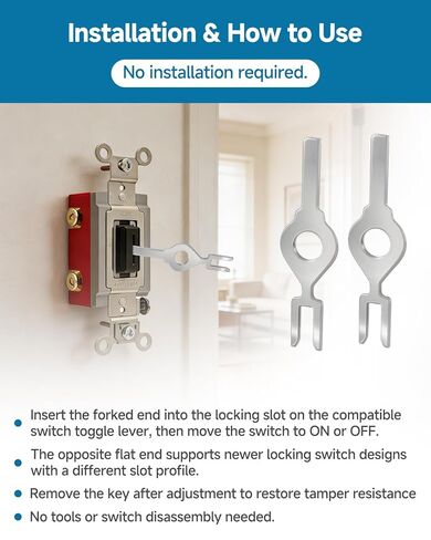 4Pack HBL1209 Fork Wall Light Switch Key, Light Switch Key Replacement Compatible with Hubbell AC Locking Toggle and Wall Switches 1100 1200 1300 1500 3000 Series, Electrical Switch Key in Kuwait