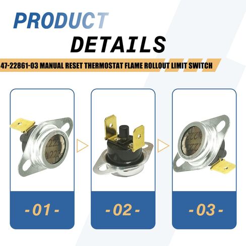 2-Pack 47-22861-03 دليل إعادة ضبط ترموستات اللهب الحد من التبديل L250F متوافق مع Rheem in Saudi Arabia