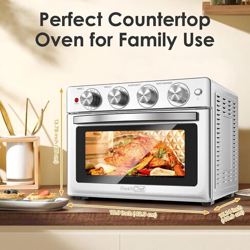 Geek Chef 16QT Air Fryer Toaster Oven, Convection Air Fryer Toaster Countertop Oven, with Bake, Toast, Broil and Warm Functions, Stainless Steel Electric Hot Oven Combo for Healthy Meals in Kuwait