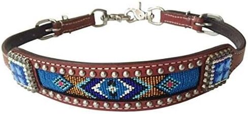 Showman Leather Wither Strap w/Blue Beaded Navajo Design in Saudi Arabia